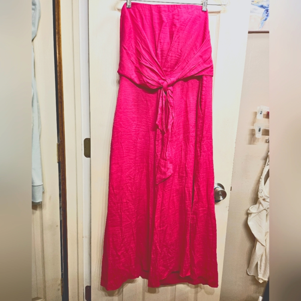 Maeve anthropologie pink wide leg cropped jumpsuit womens 12